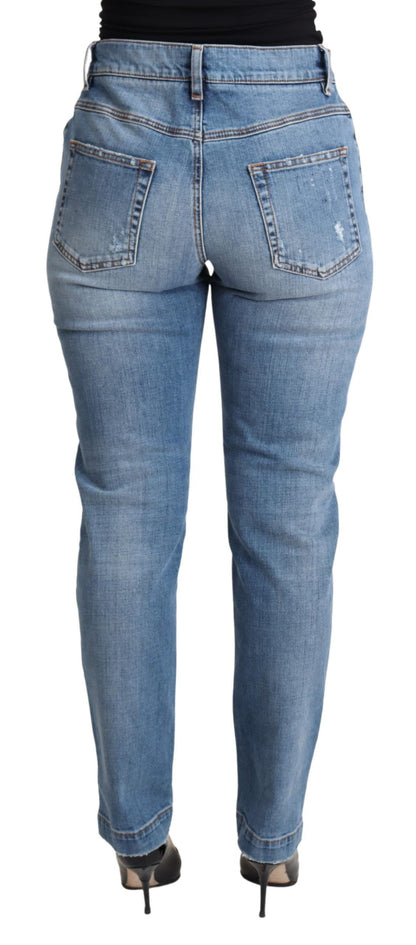 Jean slim Dolce & Gabbana en denim de coton mélangé bleu déchiré