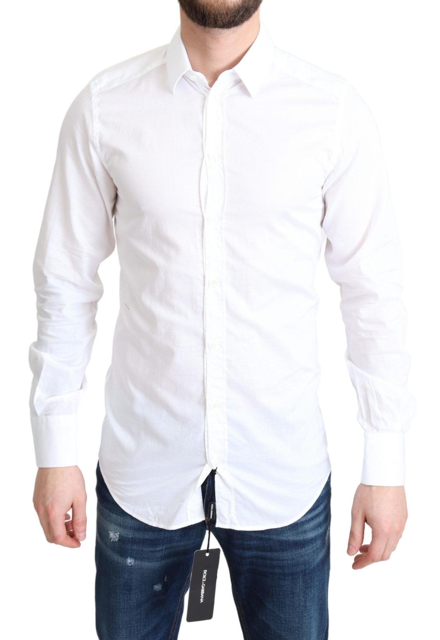 Chemise habillée Dolce & Gabbana en coton blanc à manches longues