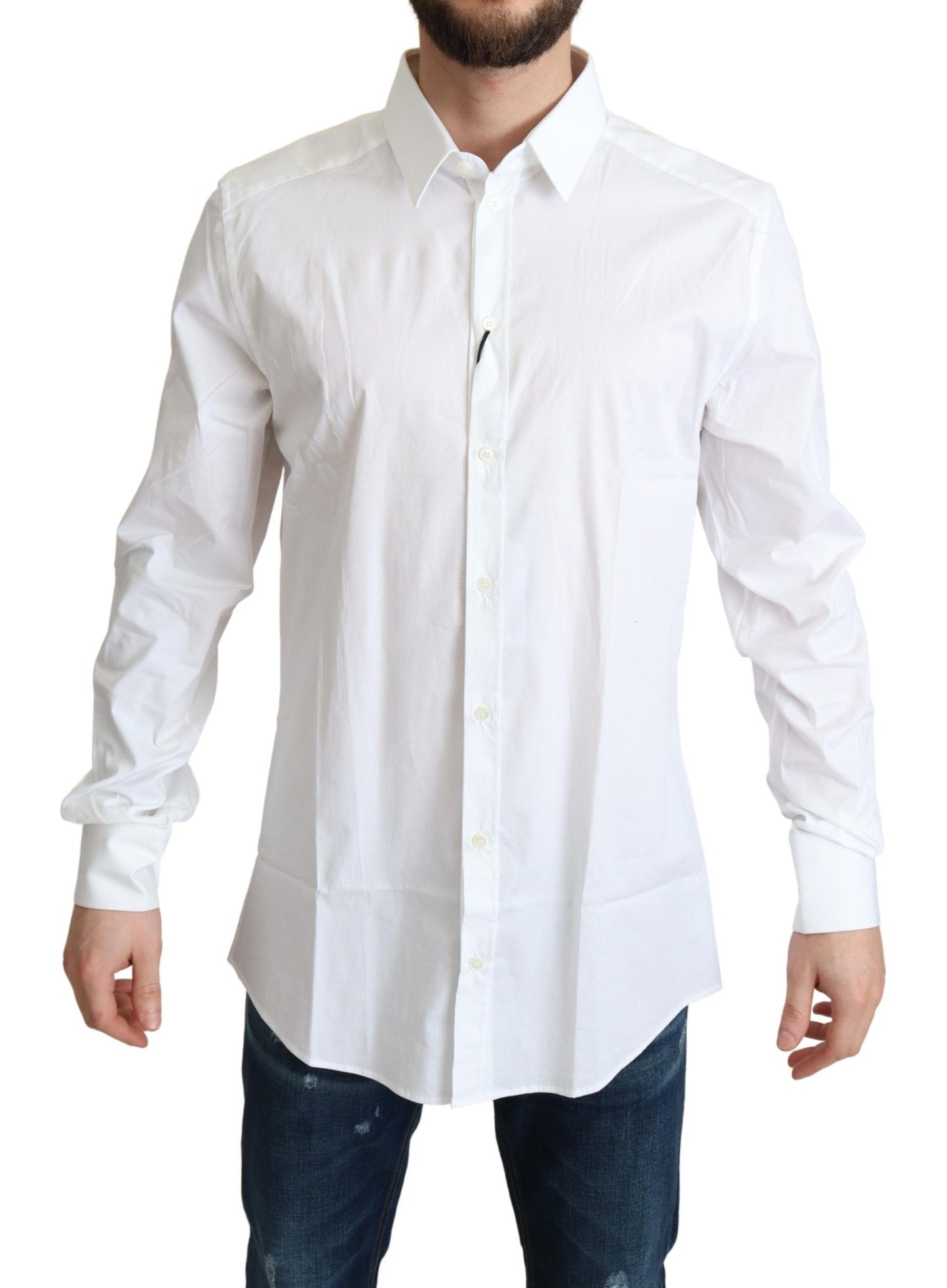 Chemise habillée Dolce & Gabbana en coton stretch blanc pour homme