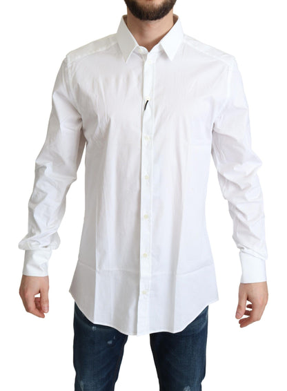 Chemise habillée Dolce & Gabbana en coton stretch blanc pour homme