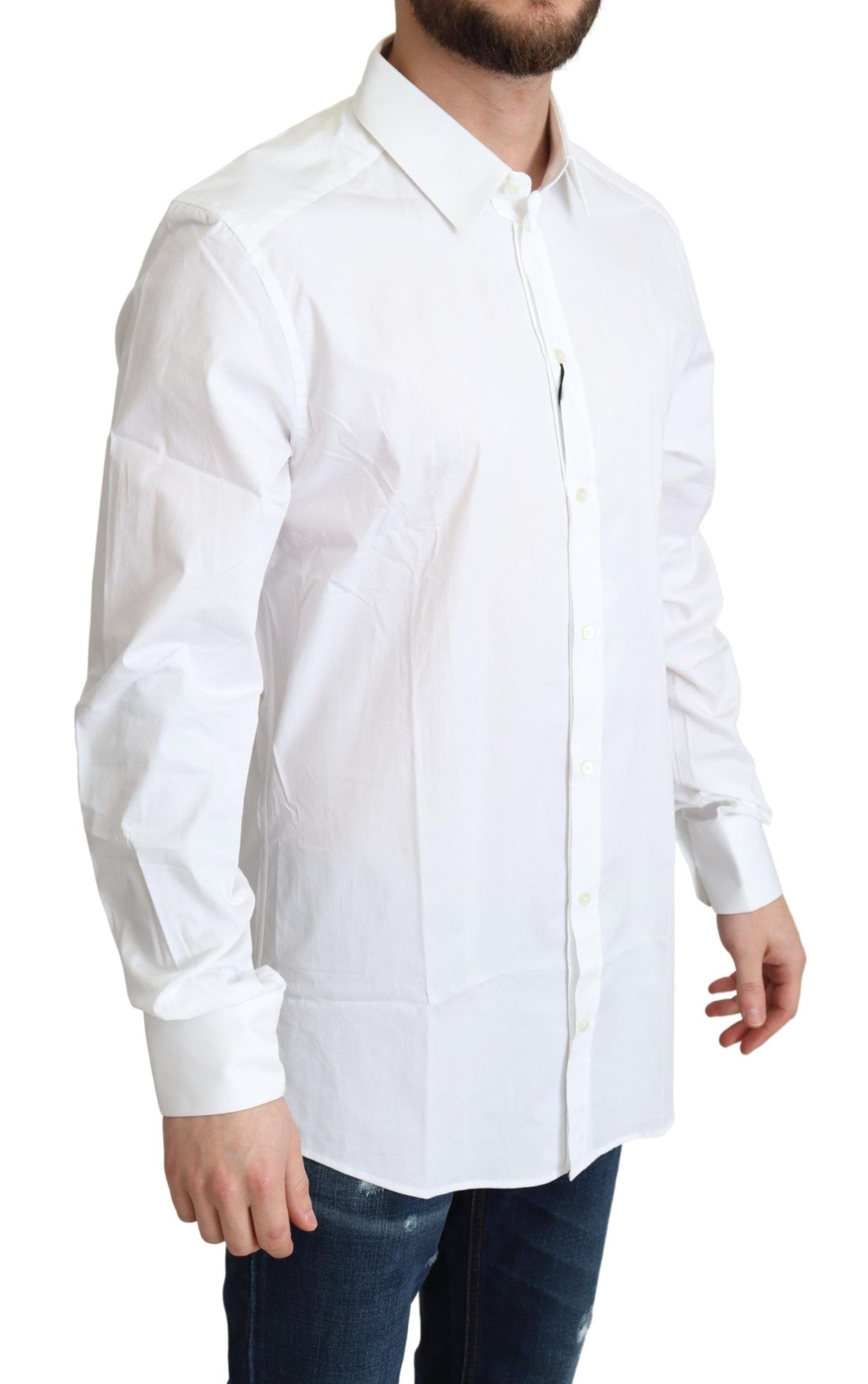 Chemise habillée Dolce & Gabbana en coton stretch blanc pour homme