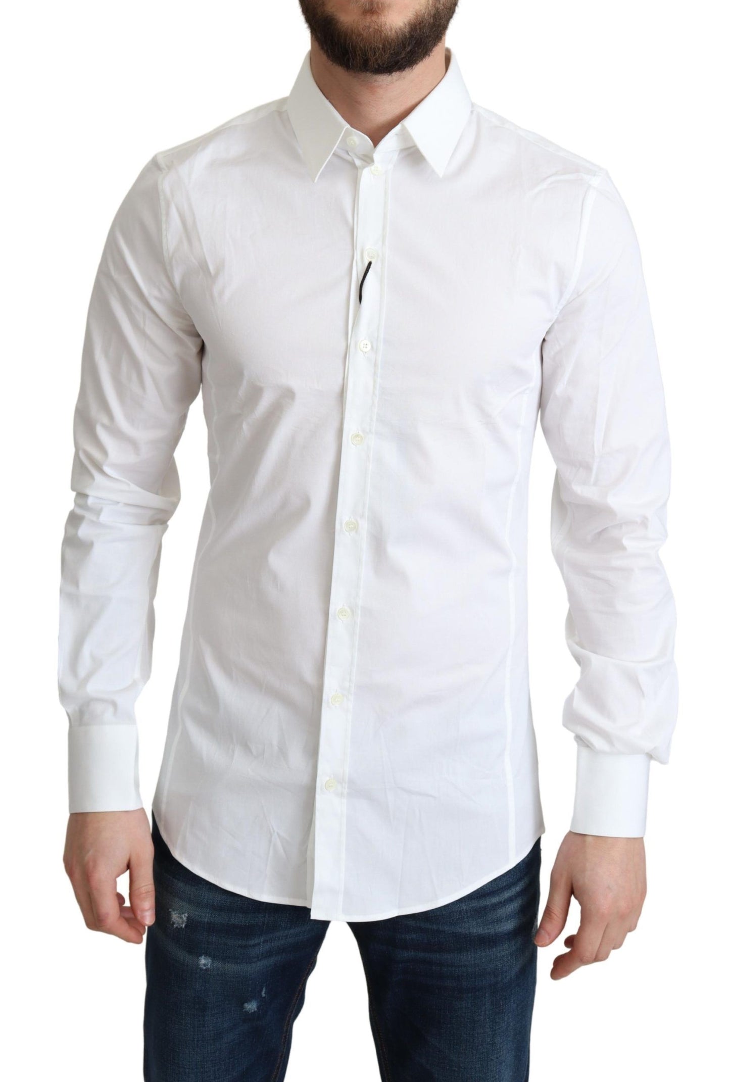 Chemise de smoking SICILIA Dolce & Gabbana en coton stretch blanc pour homme
