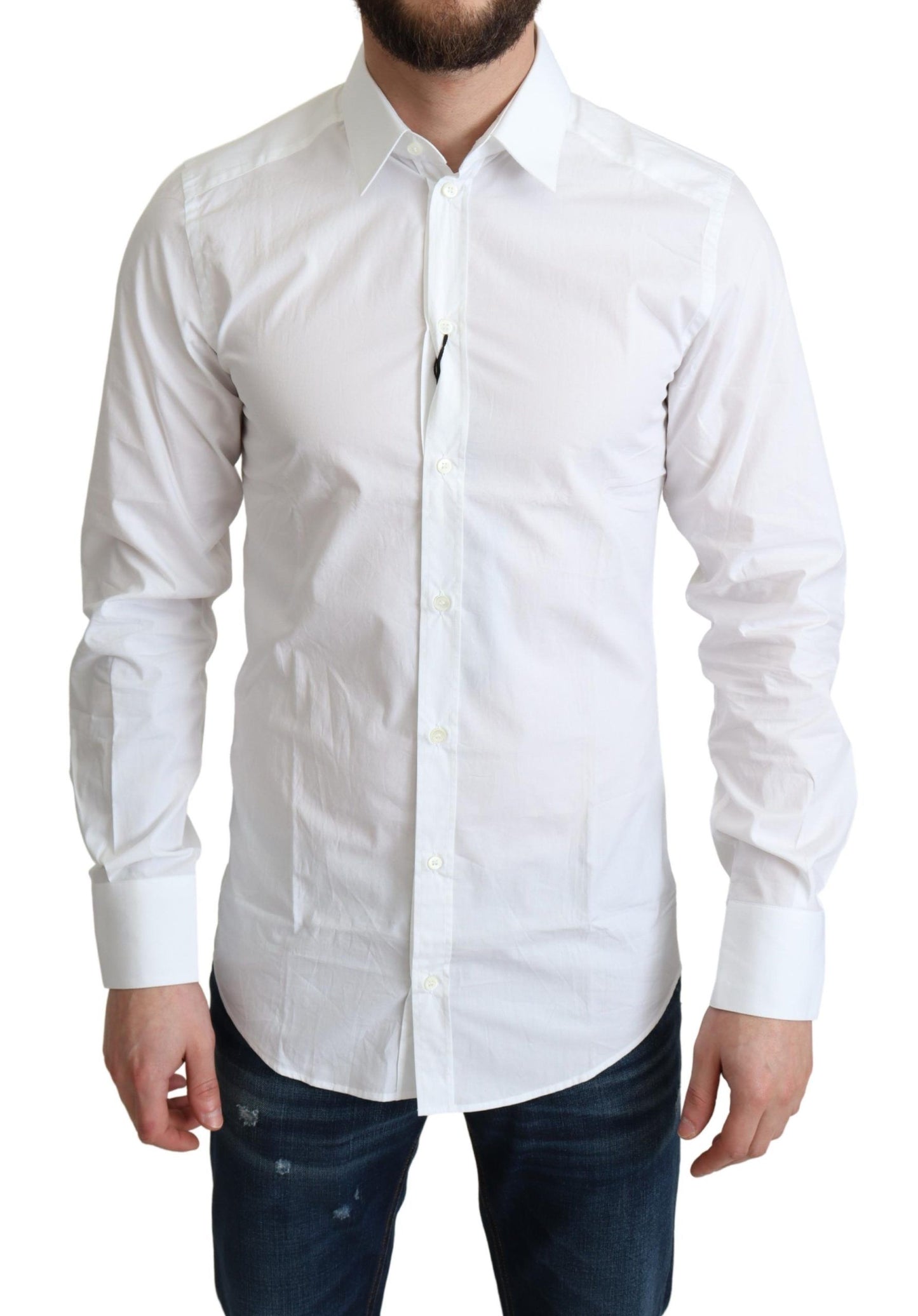 Chemise habillée Dolce & Gabbana en pur coton blanc pour homme
