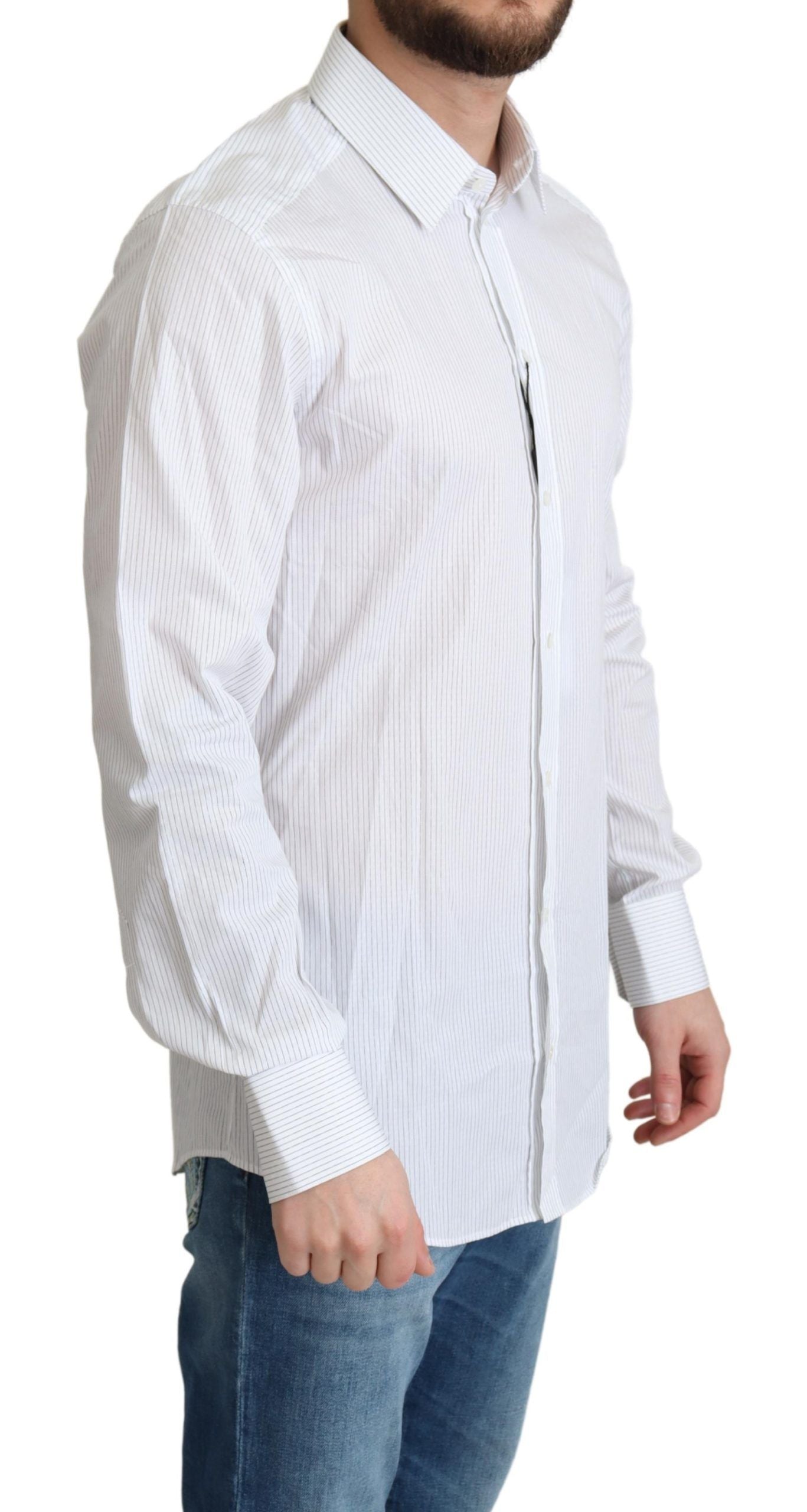 Chemise de cérémonie en coton à rayures blanches Dolce & Gabbana