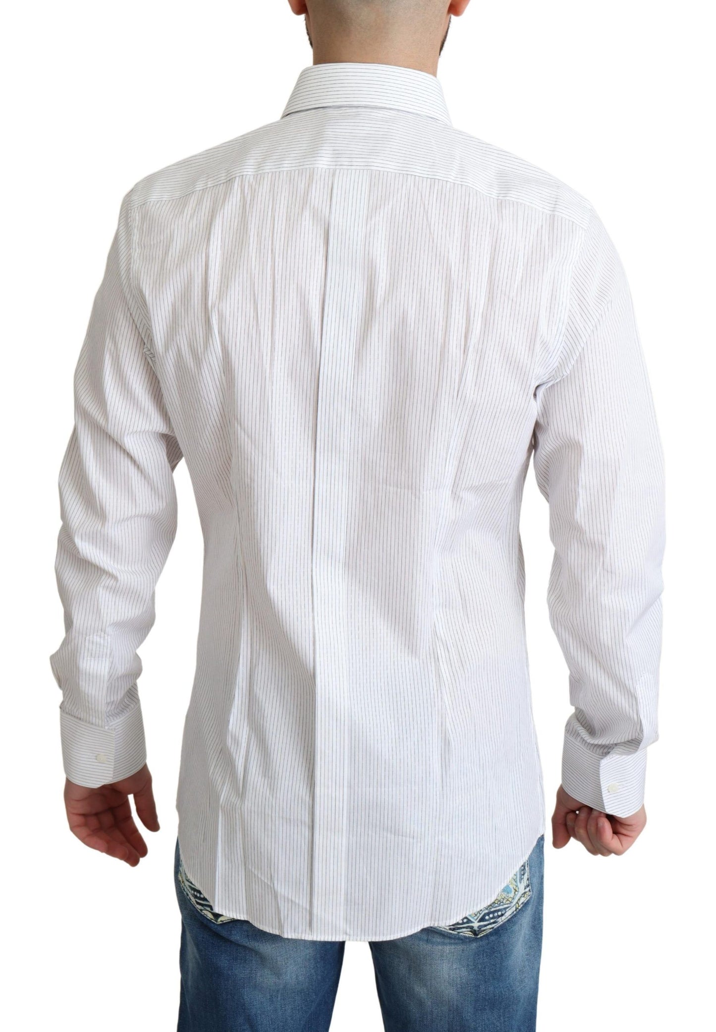 Chemise de cérémonie en coton à rayures blanches Dolce & Gabbana