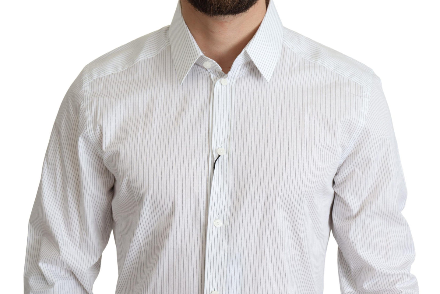 Chemise de cérémonie en coton à rayures blanches Dolce & Gabbana
