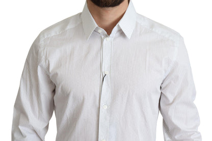 Chemise de cérémonie en coton à rayures blanches Dolce & Gabbana