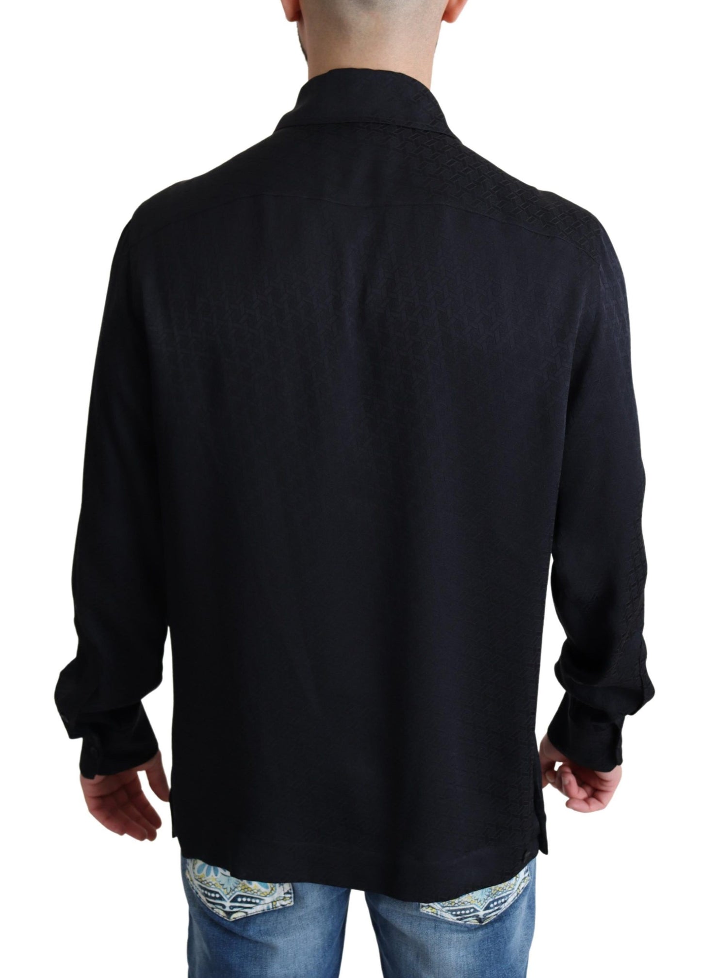 Chemise décontractée Dolce & Gabbana en soie jacquard noire à boutons