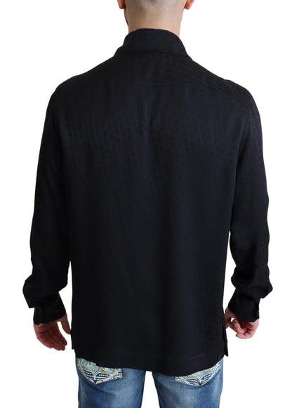 Chemise décontractée Dolce & Gabbana en soie jacquard noire à boutons