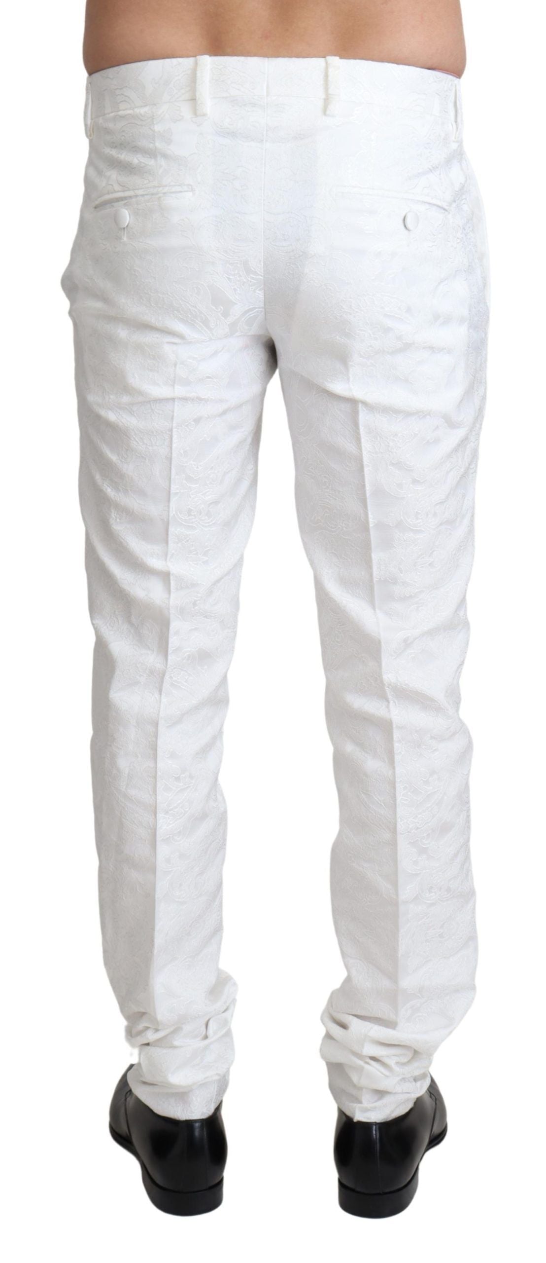 Pantalon-jupe jacquard en brocart blanc Dolce & Gabbana