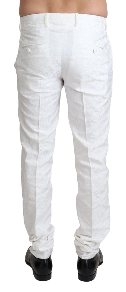 Pantalon-jupe jacquard en brocart blanc Dolce & Gabbana
