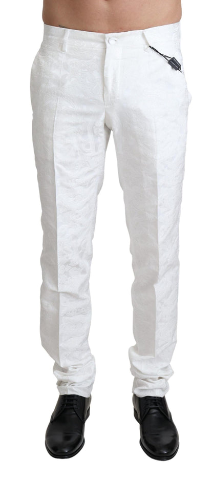 Pantalon-jupe jacquard en brocart blanc Dolce & Gabbana