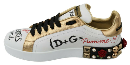 Dolce & Gabbana Baskets Femme Blanches Roses Paillettes Cristaux