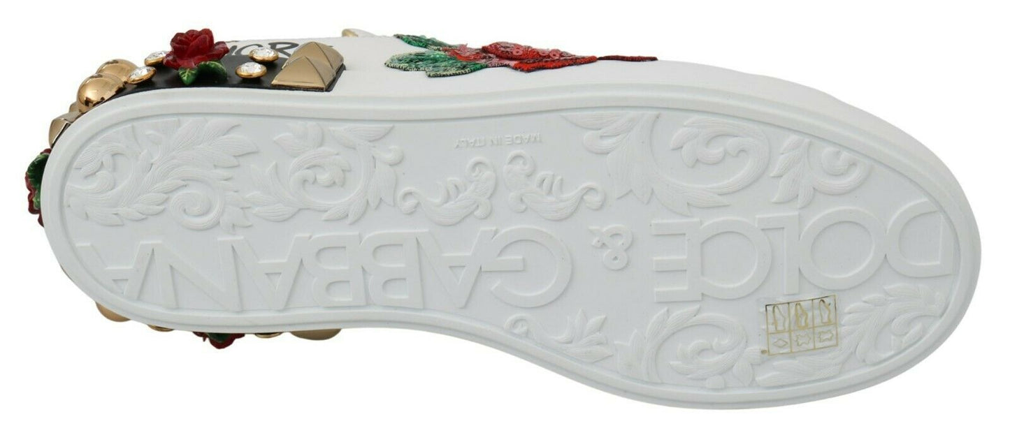 Dolce & Gabbana Baskets Femme Blanches Roses Paillettes Cristaux