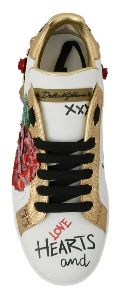 Dolce & Gabbana Baskets Femme Blanches Roses Paillettes Cristaux