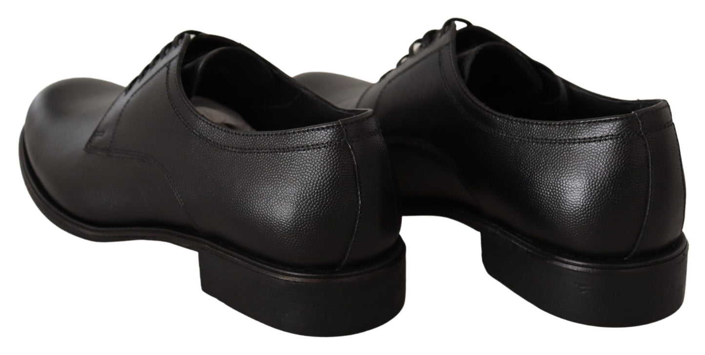Chaussures Derby Habillées pour Homme en Cuir Noir à Lacets Dolce & Gabbana