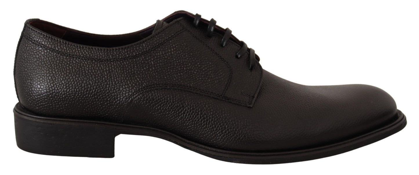 Chaussures Derby habillées pour hommes en cuir noir à lacets Dolce & Gabbana