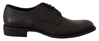 Chaussures Derby habillées pour hommes en cuir noir à lacets Dolce & Gabbana