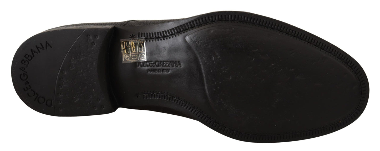 Chaussures Derby habillées pour hommes en cuir noir à lacets Dolce & Gabbana