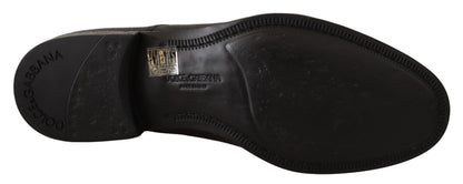 Chaussures Derby habillées pour hommes en cuir noir à lacets Dolce & Gabbana