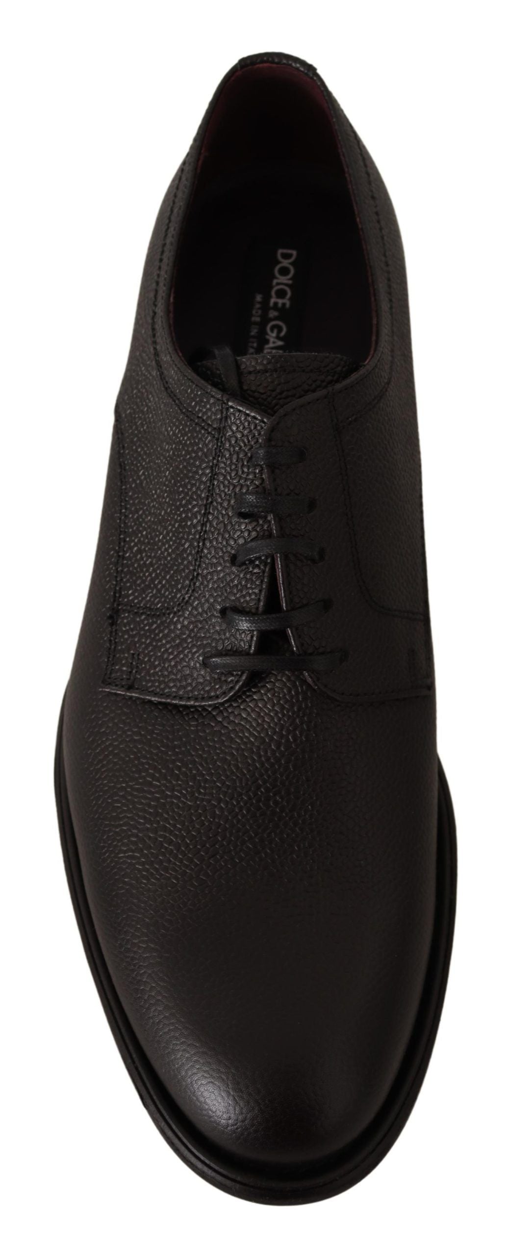 Chaussures Derby habillées pour hommes en cuir noir à lacets Dolce & Gabbana