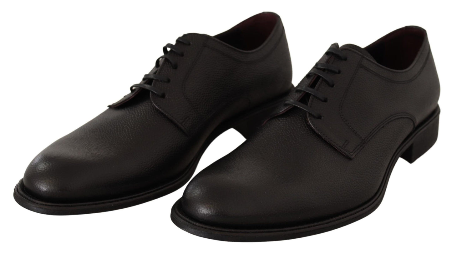 Chaussures Derby habillées pour hommes en cuir noir à lacets Dolce & Gabbana