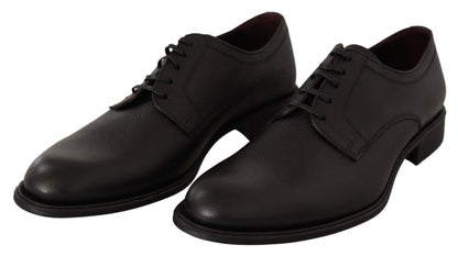 Chaussures Derby habillées pour hommes en cuir noir à lacets Dolce & Gabbana