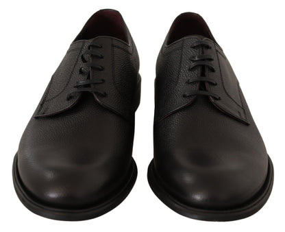 Chaussures Derby habillées pour hommes en cuir noir à lacets Dolce & Gabbana