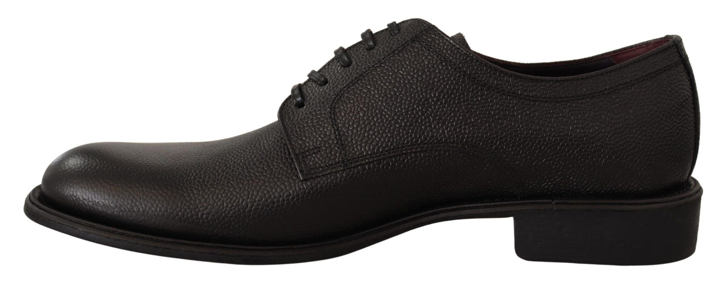 Chaussures Derby habillées pour hommes en cuir noir à lacets Dolce & Gabbana