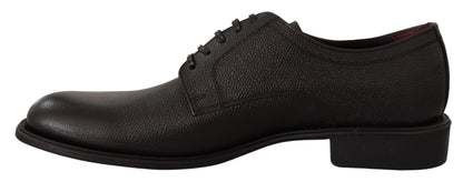 Chaussures Derby habillées pour hommes en cuir noir à lacets Dolce & Gabbana