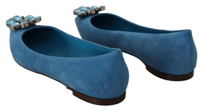 Mocassins Plats en Daim Bleu et Cristaux Dolce & Gabbana