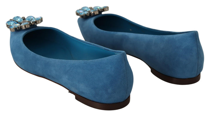 Mocasines planos de ante azul con cristales Dolce & Gabbana