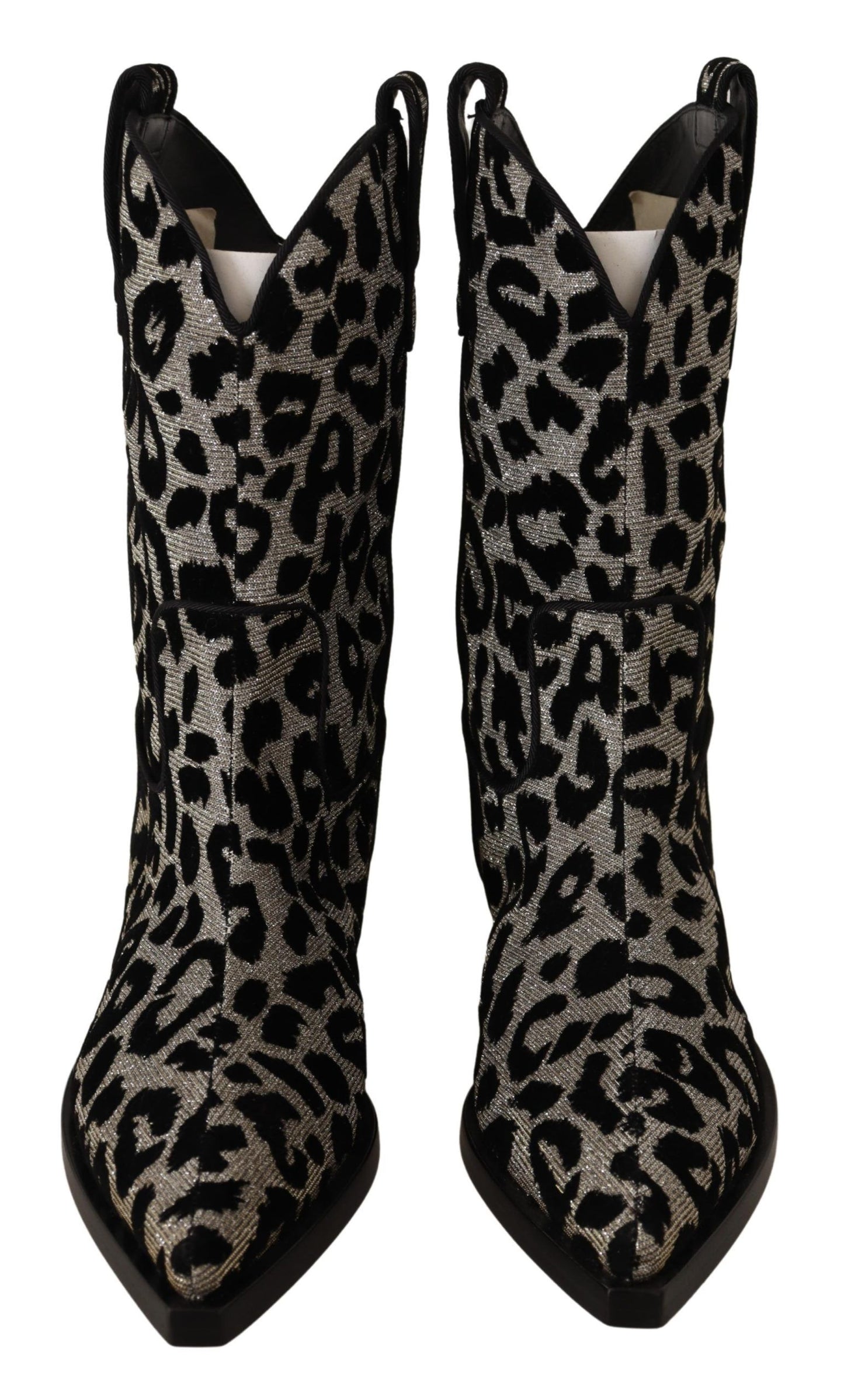 Dolce & Gabbana Bottes de cowboy léopard grises noires Chaussures