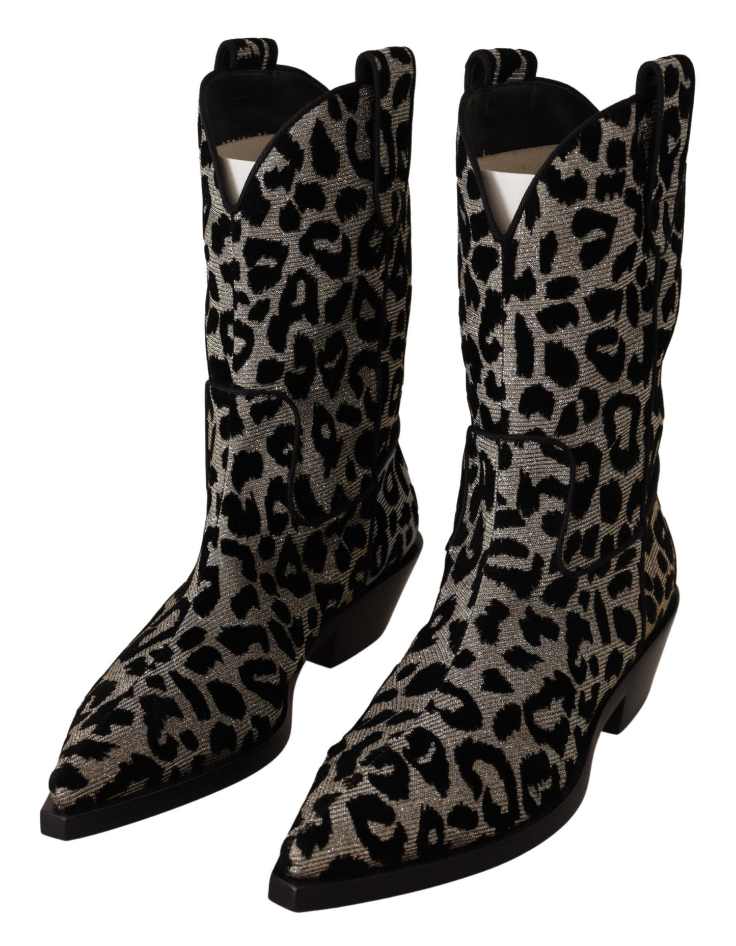 Dolce & Gabbana Bottes de cowboy léopard grises noires Chaussures