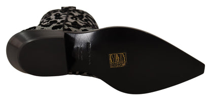Dolce & Gabbana Bottes de cowboy léopard grises noires Chaussures