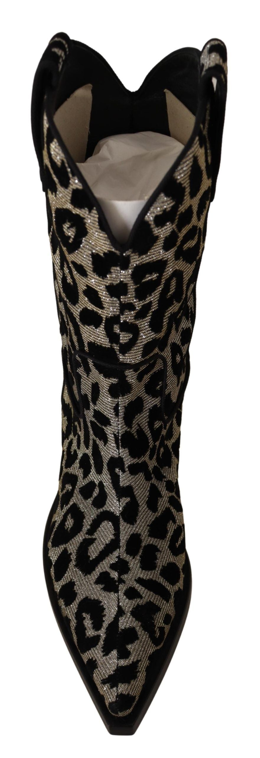 Dolce & Gabbana Bottes de cowboy léopard grises noires Chaussures