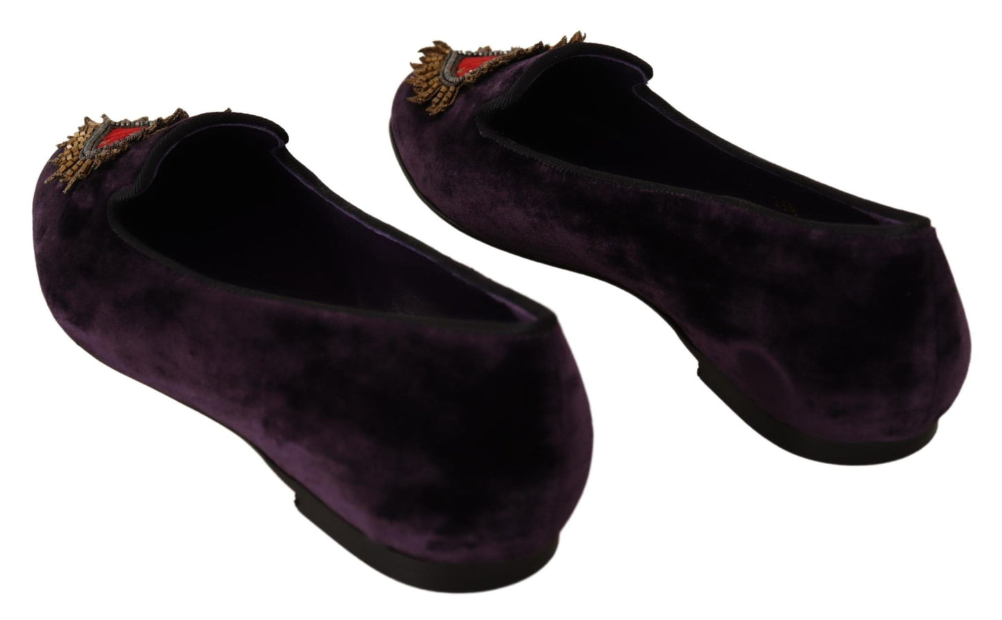 Mocassins plats Dolce & Gabbana en velours violet à cœur DG