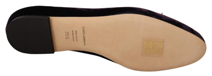 Mocassins plats Dolce & Gabbana en velours violet à cœur DG
