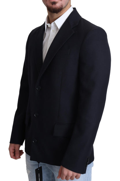 Manteau Veste Bleu Foncé en Laine à Simple Boutonnage Dolce & Gabbana