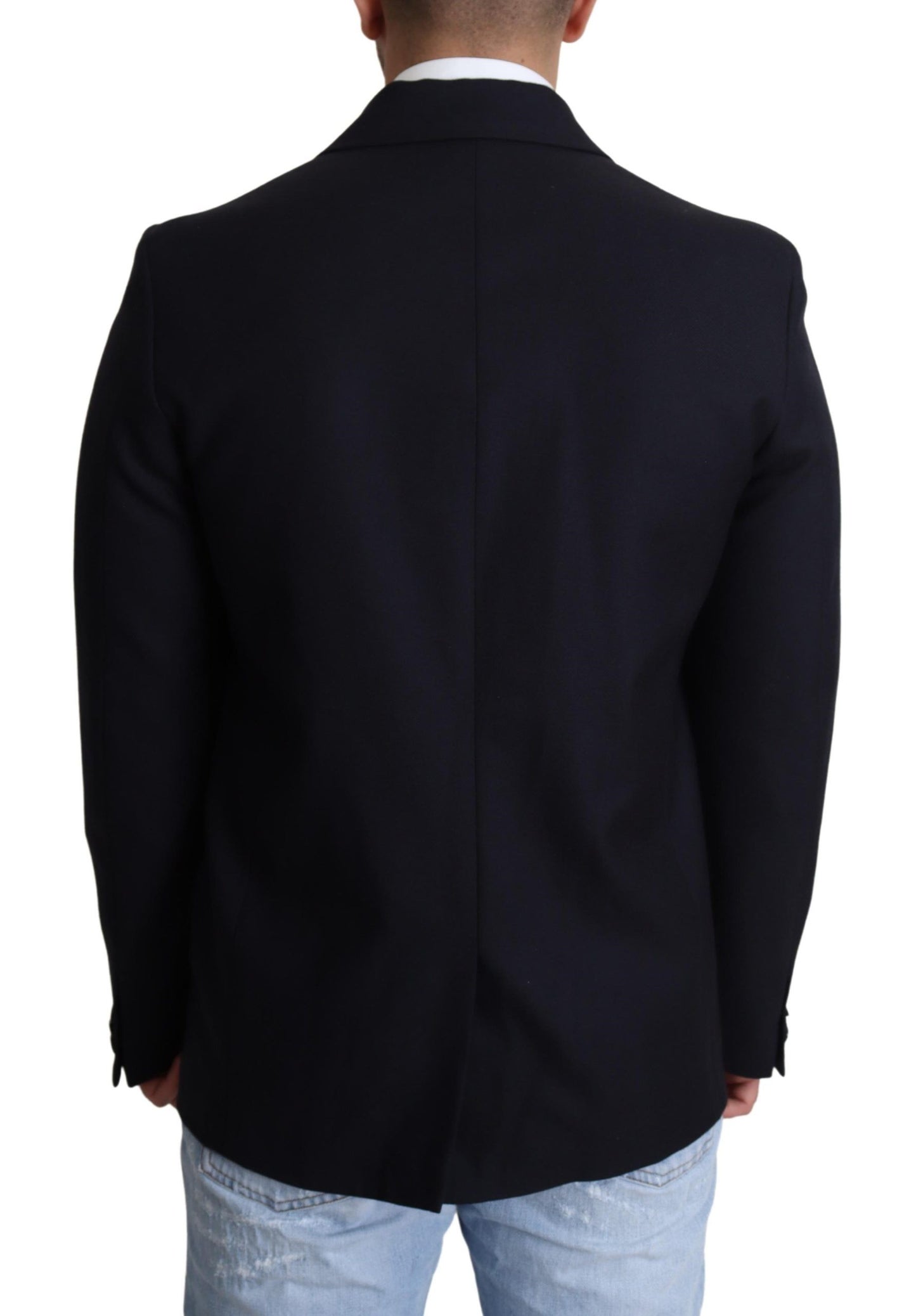 Manteau Veste Bleu Foncé en Laine à Simple Boutonnage Dolce & Gabbana