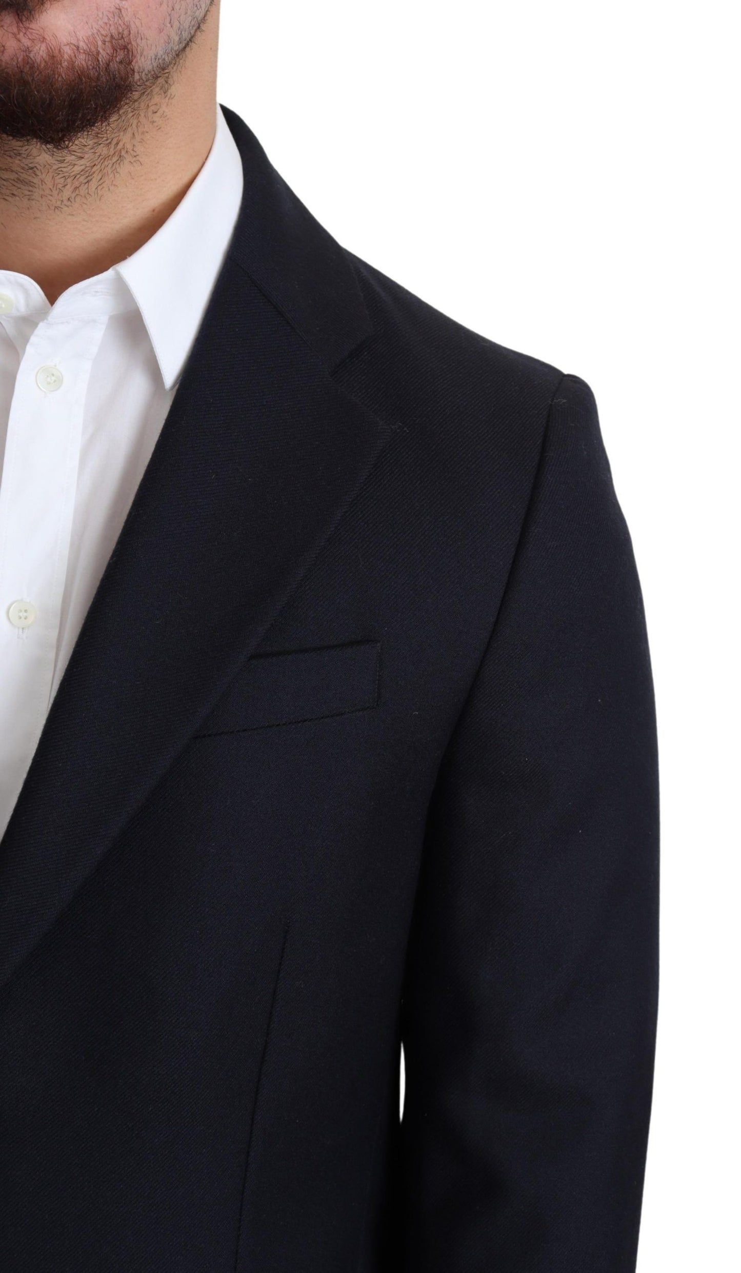 Manteau Veste Bleu Foncé en Laine à Simple Boutonnage Dolce & Gabbana