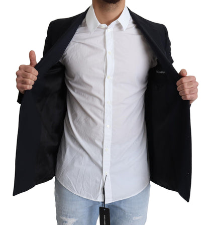 Manteau Veste Bleu Foncé en Laine à Simple Boutonnage Dolce & Gabbana