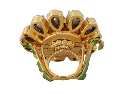 Anillo de flor Dolce & Gabbana de latón dorado con cristales amarillos