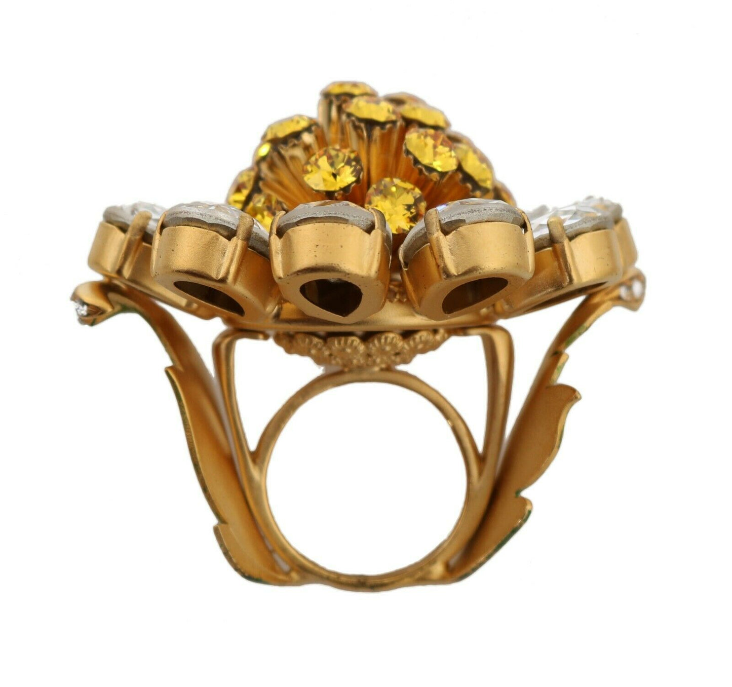 Anillo de flor Dolce & Gabbana de latón dorado con cristales amarillos