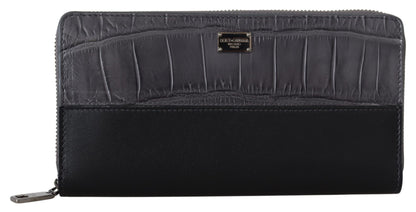 Portefeuille Continental en Cuir à Fermeture Éclair Dolce & Gabbana Noir