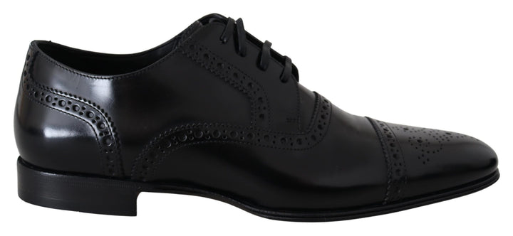 Zapatos Loafers Formales Derby de Cuero Negro para Hombre Dolce & Gabbana