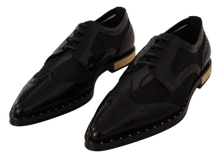 Zapatos Oxford Dolce & Gabbana de piel negra con brogue y puntera de ala transparente