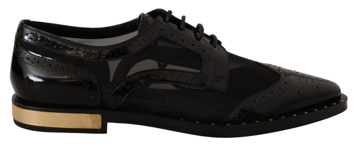 Zapatos Oxford Dolce & Gabbana de piel negra con brogue y puntera de ala transparente
