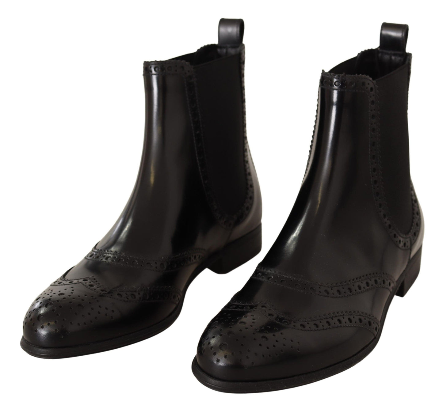 Chaussures bottes plates montantes Dolce & Gabbana en cuir noir