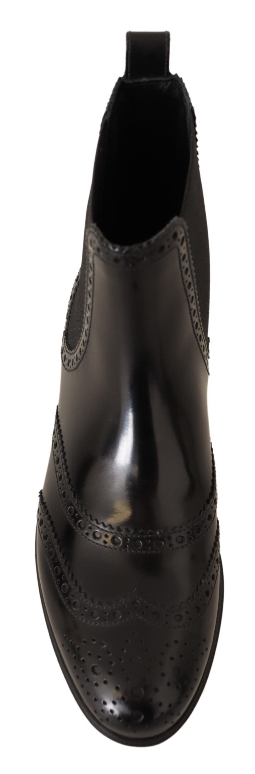Chaussures bottes plates montantes Dolce & Gabbana en cuir noir